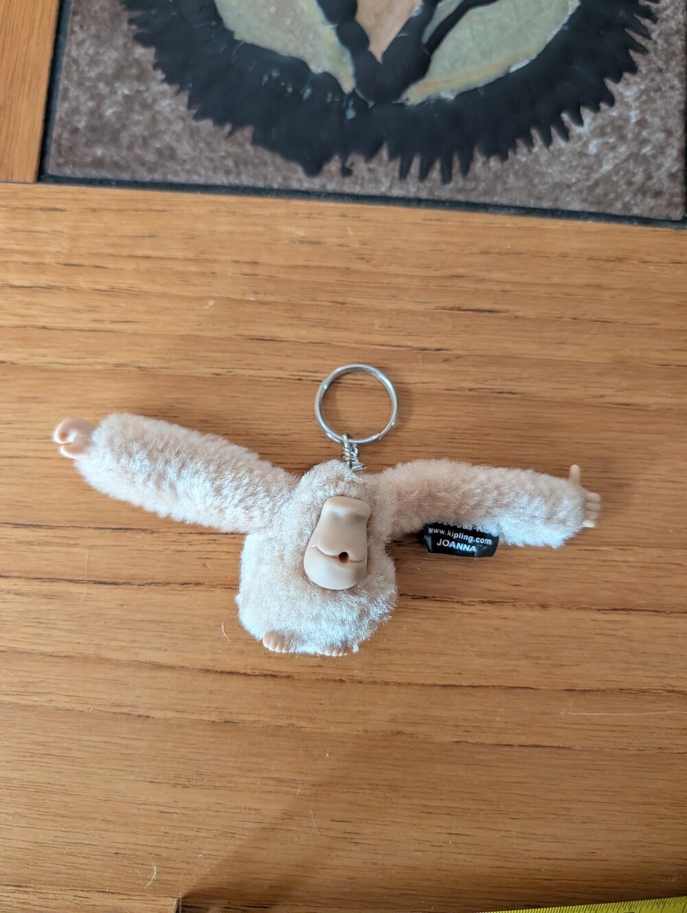 Kipling Gorilla Ape Monkey Fuzzy Plush Keychain Bag Charm Beige Tan "Joanna" Vtg